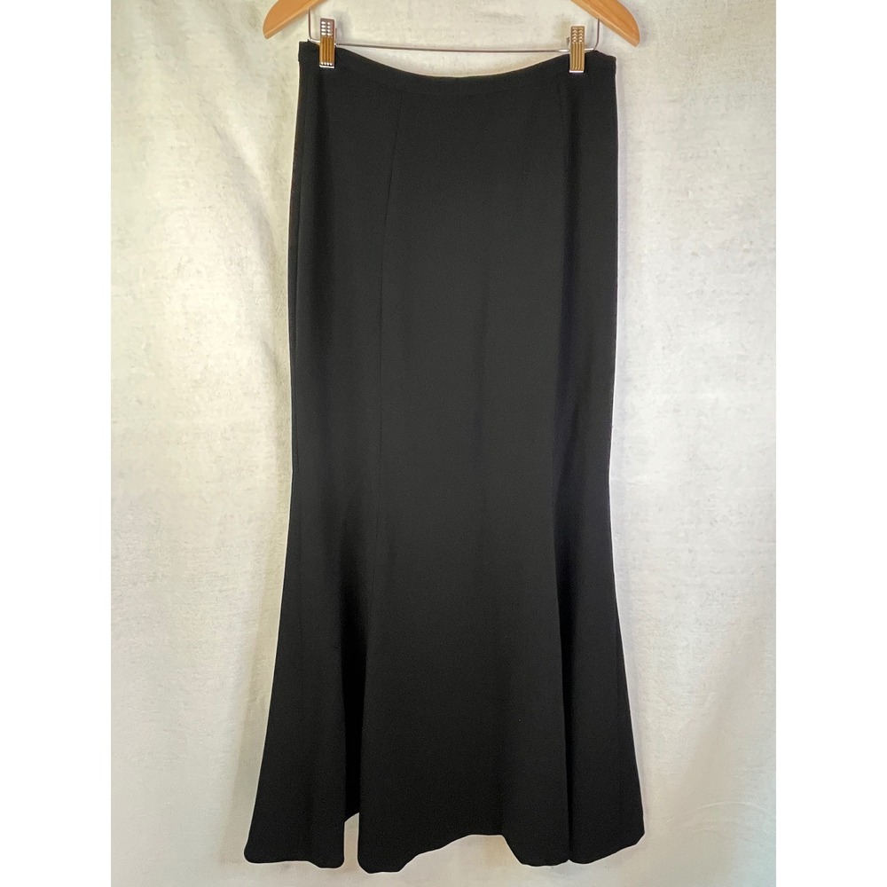 Theia black mermaid silhouette slit Sz 10 orig. $595 EUC evening formal gown